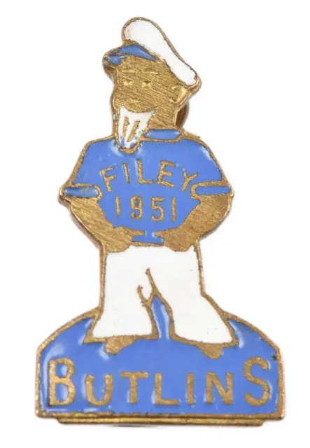 Vintage Old Butlins Holiday Camp Filey 1951 Enamel Brooch Badge