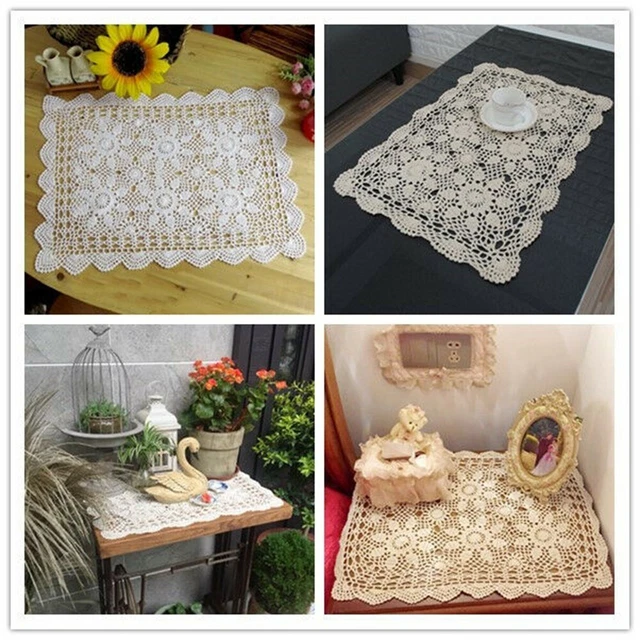 White Embroidered Tablecloth Rectangle Lace Table Cloth Cover Wedding Party