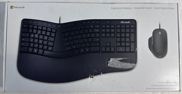 Microsoft RJU-00004 Ergonomic Desktop UK Keyboard & BlueTrack Mouse Set - Black