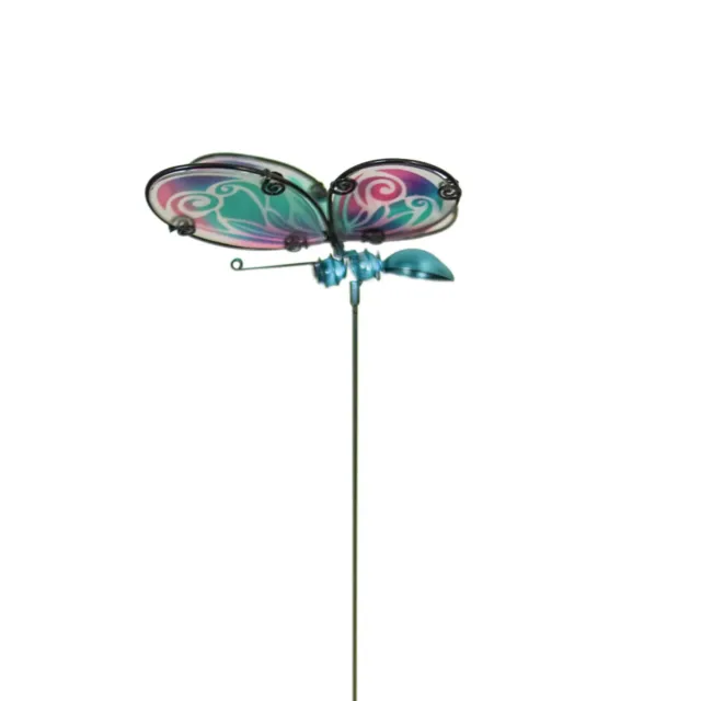 Glasflügel blauer Schmetterlingspfahl - Gartenpfähle - handgefertigte Outdoor-Ornamente