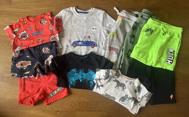 Boys Clothes Bundle 3-4 Years Jumper  T-shirts Joggers Shorts Spiderman Batman