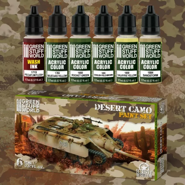 Set Pintura - Camuflaje Desierto - 17ml Acrilica Aerografo Pincel sombreado 40K