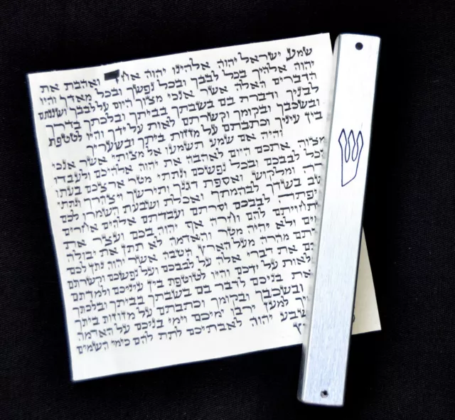 Kosher Scroll Parchment Klaf 4"/10cm israel + Metal Mezuzah case judaica Jewish