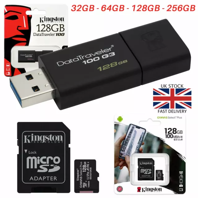 Kingston USB 3.0 Memory Stick Pen Drive Micro SD Card Class 10 SDHC SDXC LOT