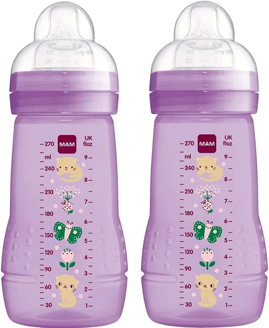 Biberón para bebé MAM Easy Active con tetinas MAM de flujo medio talla 2, paquete doble de...