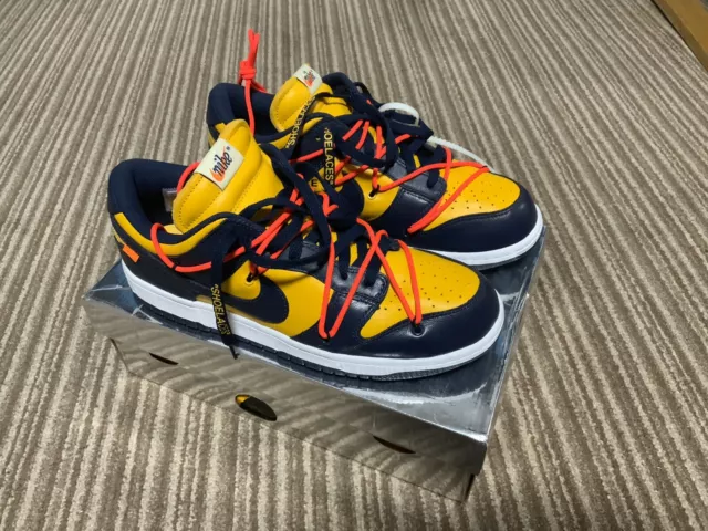 Nike dunk low off white university gold midnight navy hotsell