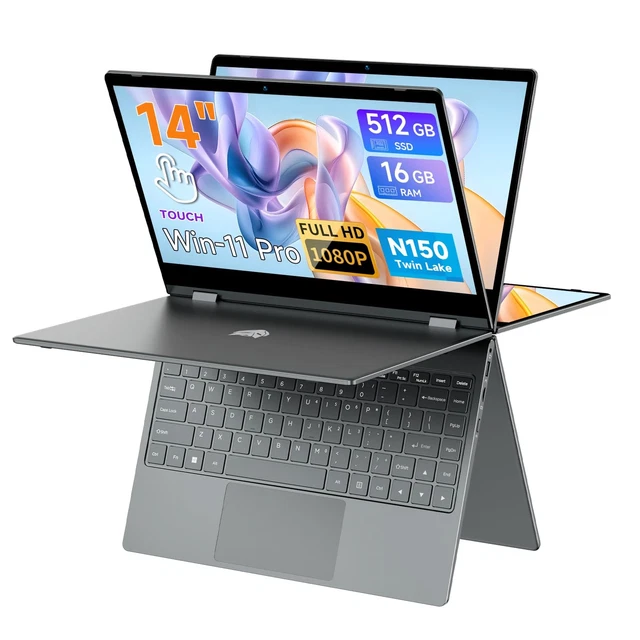Notebook B Max BMAX PC PORTATILE Intel N150 Notebook 14 Pollici 2 in 1 Touchscreen ...