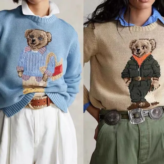 Women Versatile loose Bear Knitwear, Ralph Sweater Lauren, RL Knitted Sweater