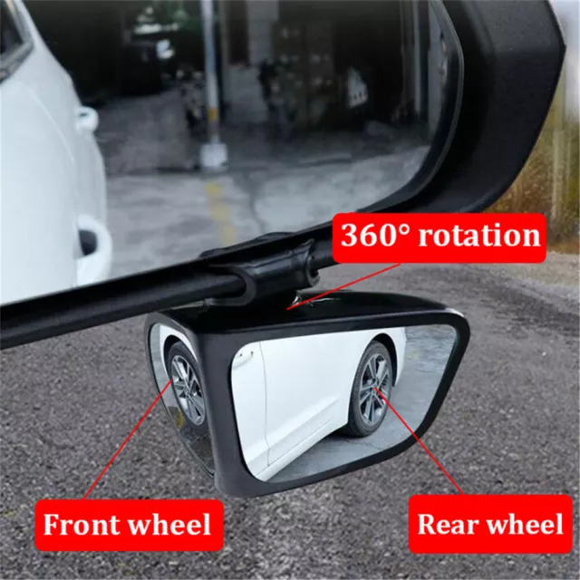 x2 Car Exterior Panoramic Door Side Rear View Mirror Blind Spot Wide Angle 360