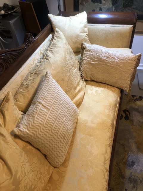 Sofa Couch Feather Filled Cushions. Two Bolsters Solid Carded Woods As Is back 2