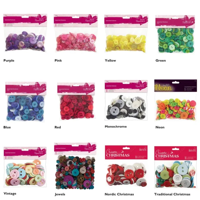 Docrafts Papermania Craft Buttons Assorted Colours 250g Sewing Card Making