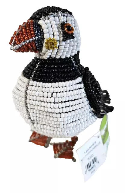 Beadworx Grass Roots Creations Beaded Puffin Figurine Sculpture Art Beaded