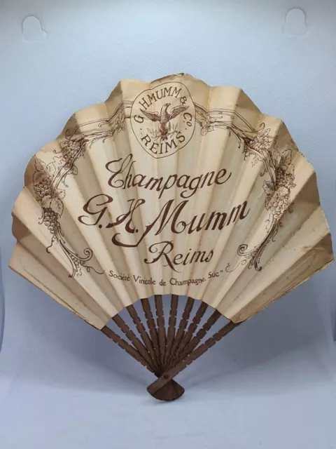 Art Deco Antique G.H.MUMM & Co  Champagne Advertising Paper Fan 1920s Monkeys