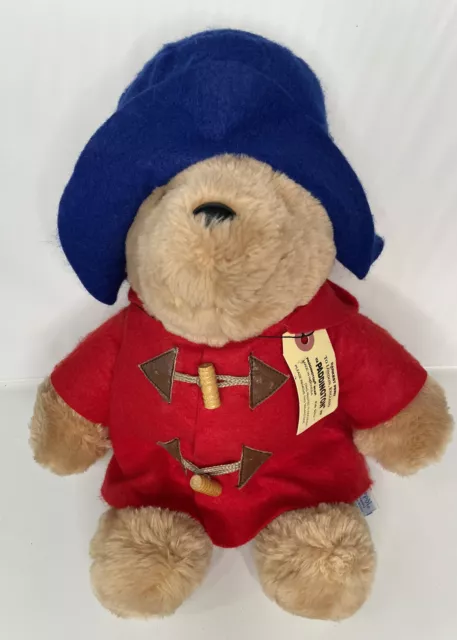 Vtg Paddington Bear Red Coat Blue Hat Plush 15" Stuffed Teddy Bear Sears