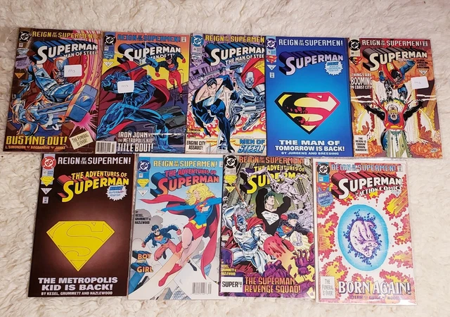 Lot of 9 Superman Man of Steel: Reign of the Supermen Comic Books (1993)