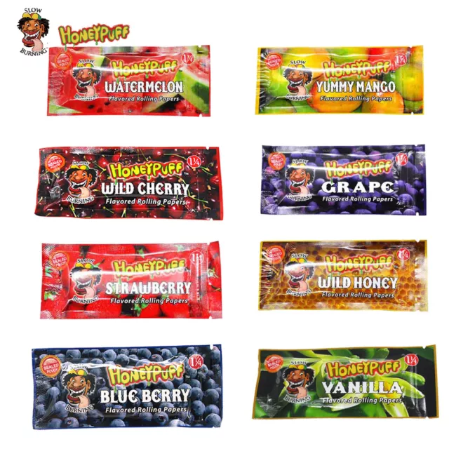 HONEYPUFF 6 Packs 1 1/4 Size Mixed Fruit Flavored Rolling Paper Slow Burning