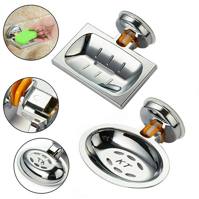 Bandeja de jabón jabón plato ducha piezas de repuesto acero inoxidable baño de succión fuerte