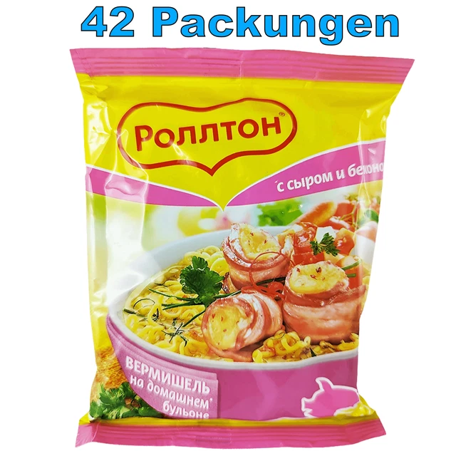 Rollton spaghetti istantanei formaggio e pancetta (42 x 60 g) pasta istantanea piatto di pasta