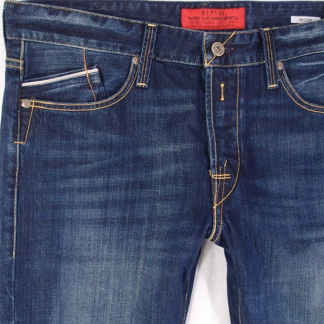 Replay Anbass Jeans Uomo: Slim Fit Vita Normale, Lavaggio Freddo 633 Foresta, Taglia W38/L32