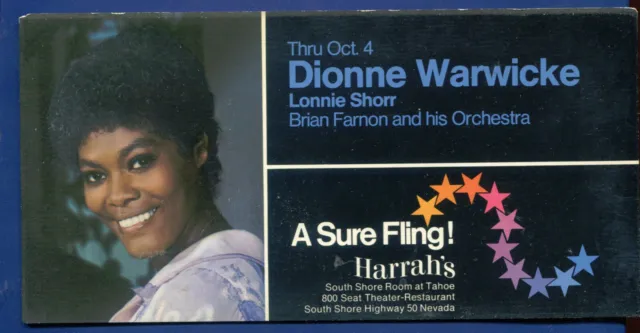 Dionne Warwicke & Lonnie Shorr at Harrah's Lake Tahoe Nevada c1980s postcard