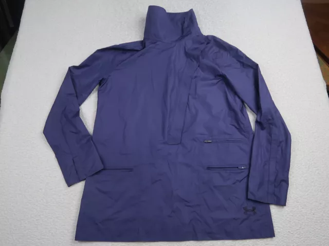 Under Armour Women's Jacket Size Large Pull Over Anorack Purple Mock Neck Pocket