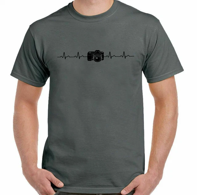 Digital SLR Camera heartbeat T-Shirt Design, Mirrorless, Cannon, Nikon Lumix NEW