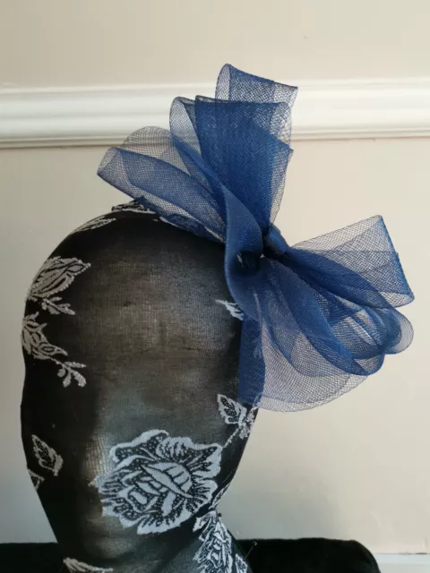 navy blue crin fascinator headband headpiece wedding party piece race ascot