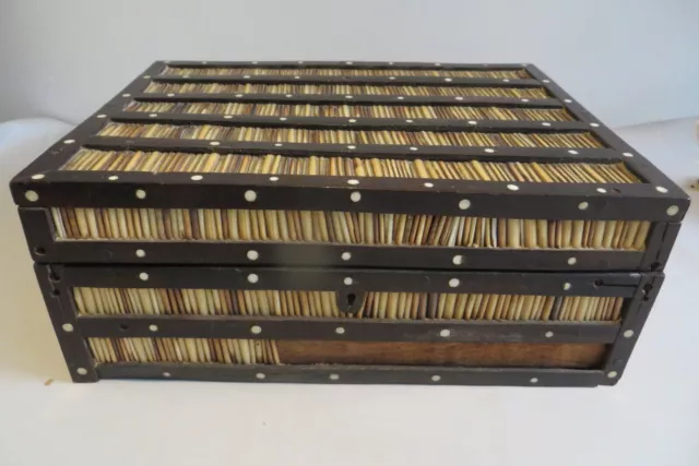 19Th C Anglo/Indian Porcupine Quill Box With Fitted Interior For Restoration