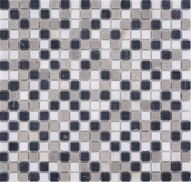 Mosaico pietra naturale marmo beige grigio nero opaco parete pavimento cucina bagno doccia...