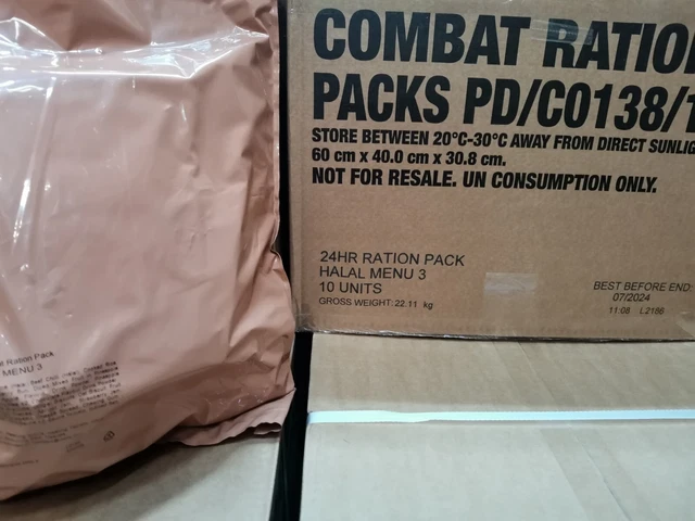 24 HOUR MRE Combat Ration Pack British Army NATO Halal 3 £17.99 ...