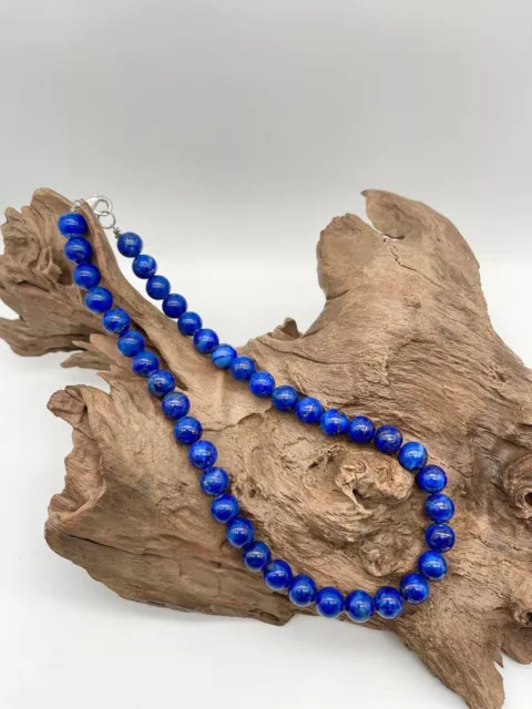 Collier de perles royales en pierre de lapis-lazuli naturel de qualité AAA...