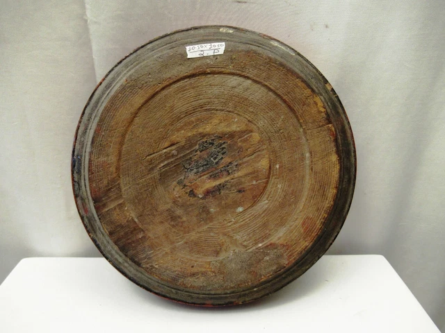 Antique Burmese Lacquerware Old Lacquer Plate Tray Round Red Wooden Rare Old "10 4