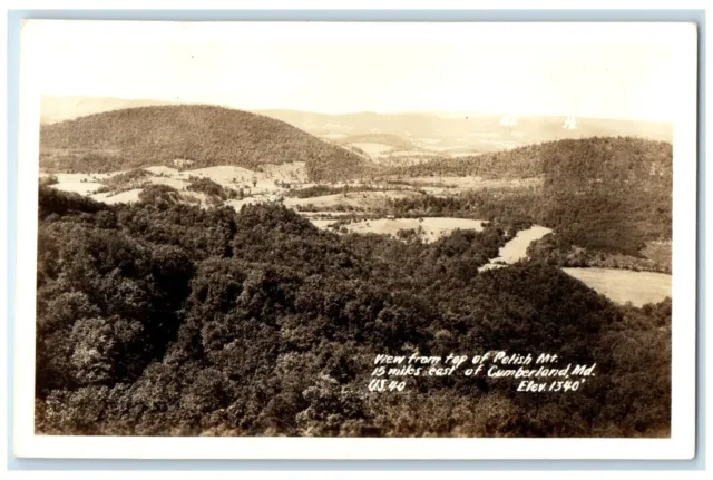 c1940's View From Top Of Polish Mt. Cumberland Maryland MD RPPC Photo Postcard