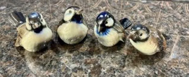 Vintage Goebel Brown Bird Sparrow Porcelain Figurine West Germany Set Of 4