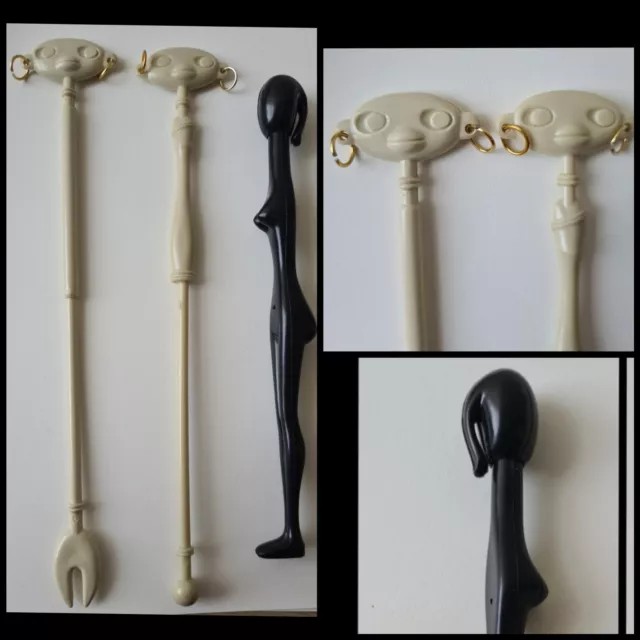 Vtg Tiki Reusable Cocktail Stirrer Naked Lady & Thialand Superware Swizzle Stick