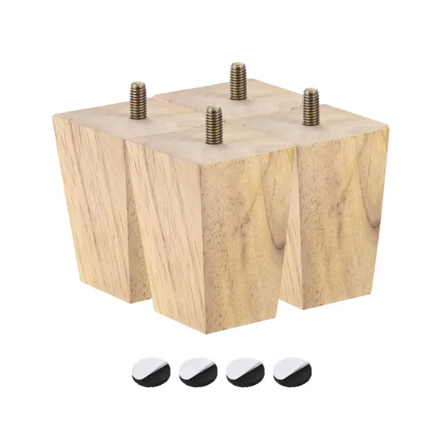 Furniture Legs, 3 Inch(80mm) Set of 4 Square Solid Wood Couch Legs
