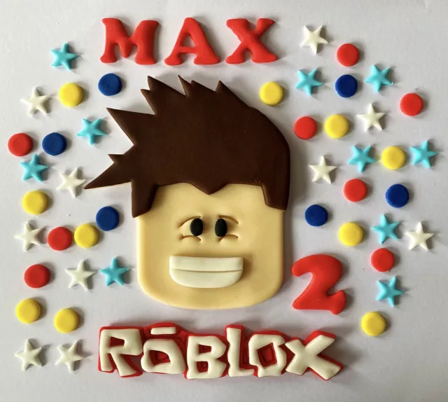 Roblox inspired edible handmade logo plaque / badge birthday cake