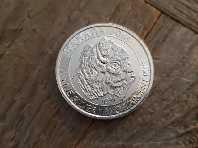 2018 Canada Bison Buffalo - 1.25 1-1/4 oz .9999 Silver - $8 8 Dollar Coin