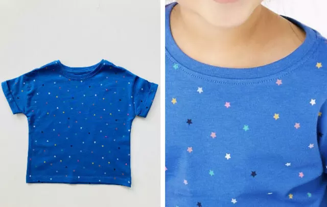 Girls Blue T-Shirt Short Sleeve with Stars 100% Cotton Ex M&S Age 2 to 7