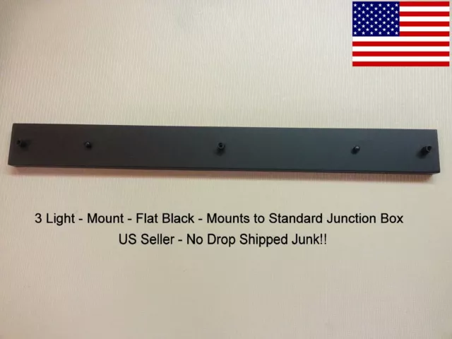 31" Light Bar - 3 Lights - Flat Black - For ABC, Beat, Copper Globes - *US SHIP*