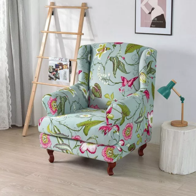 Nordic Elastic Wing Sloping Back Chair Cover Floral Armchair Covers Slipcovers