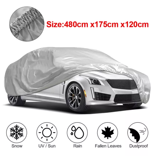 Grey Car Cover UV Protection Waterproof Breathable Medium Size L Universal New