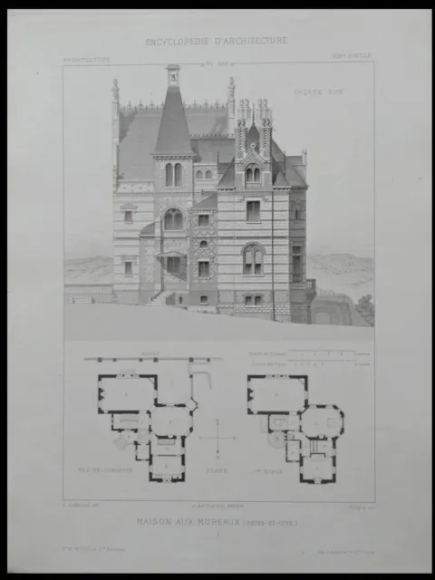 Les Mureaux, Maison Parc De L'oseraie - 1879 - Gravure, Jules Saulnier