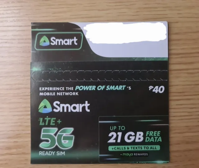 Smart Prepaid Philippines Sim Card Roaming LTE 5G Ready to use, Up To 21 GB Data