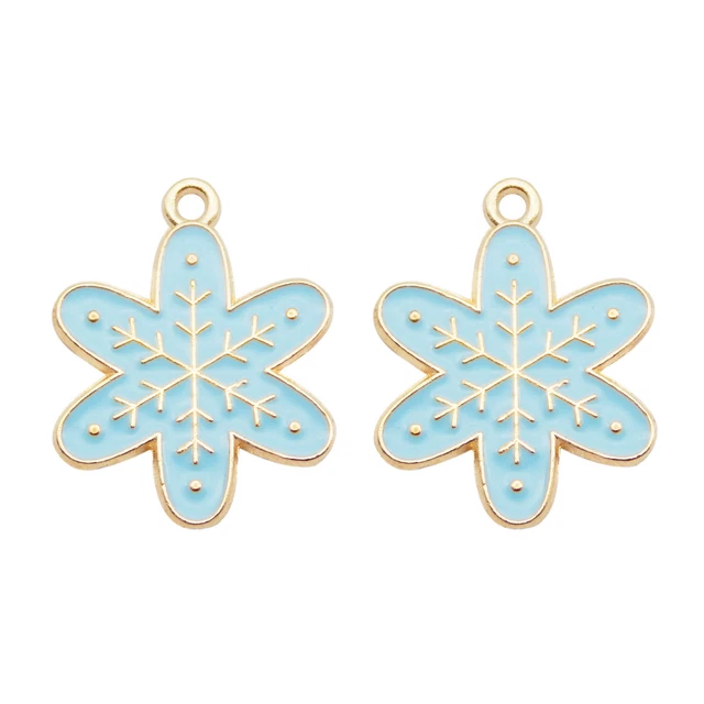 12 Stück Emaille Schneeflocke Charm Metall Gold Weihnachten Anhänger DIY 24x19mm