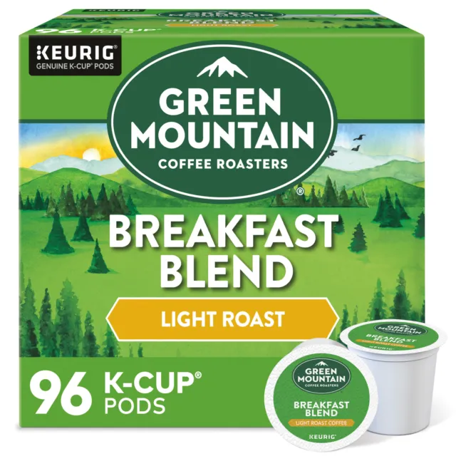 Green Mountain Coffee Breakfast Blend, Keurig K-Cup Pod, Light Roast, 96 Count