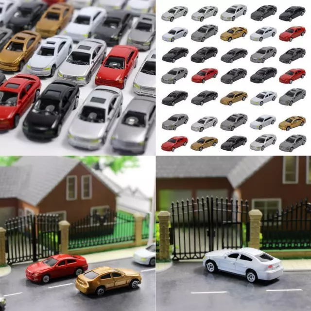 Set of 50 HO Scale Model Vehicle Car Toy Building Model Raliway Scence Decor