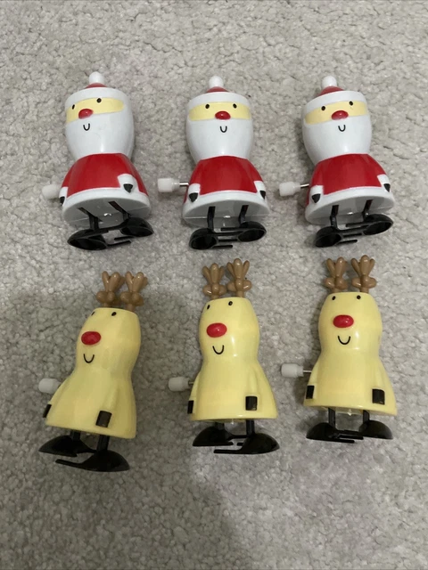 Wind Up Toys - Santas And Reindeers X6