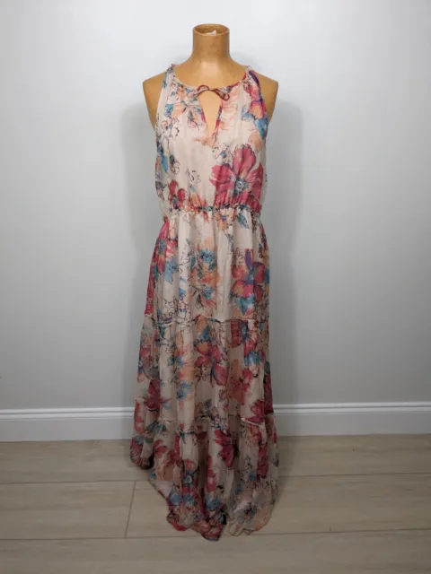 Anthropologie Greylin Catalina Tiered Ruffle Maxi Dress Silk Size Small Floral