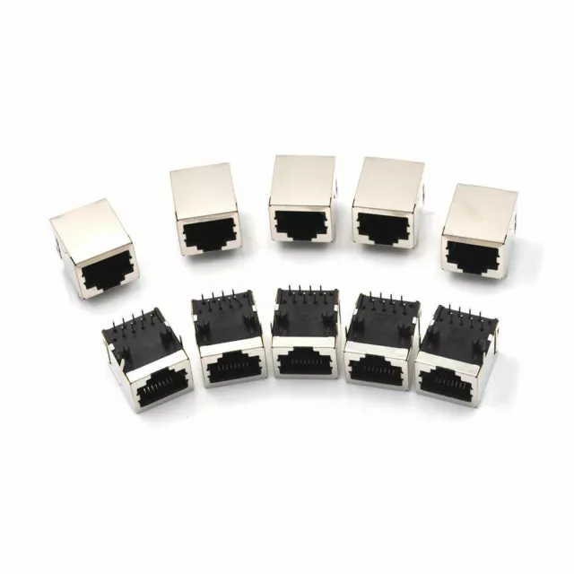 10Pack RJ45 Right Angle Network Ethernet 8P8C Female Socket PCB Solder Connector